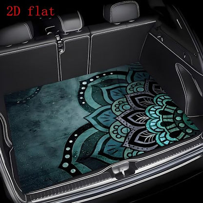 Universal Car Trunk Mat, All Weather Trunk Protection Cargo Liner, Stylish Vehicle Interior Accessories, Durable Cargo Mat Rear Trunk Line Suitable for Most Car (Blue-Green Mandala, 29" x 39") - color: Blue-Green Mandala