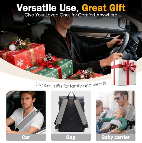 2-Pack Seat Belt Covers, Universal Car Seat Belt Pads Protector for Comfortable Driving, Relief Neck & Shoulder Pain, Fits All Cars & Backpack Straps (05-Grey) - color: 05-Grey