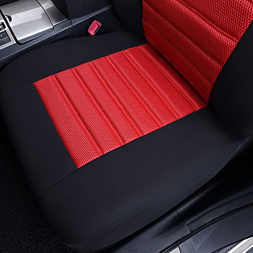FH Group Car Seat Covers Front Set Premium 3D Air Mesh - Low Back Car Seats with Removable Headrest, Universal Fit,Automotive Seat Cover,Airbag Compatible Car Seat Cover for SUV,Sedan,Van Red