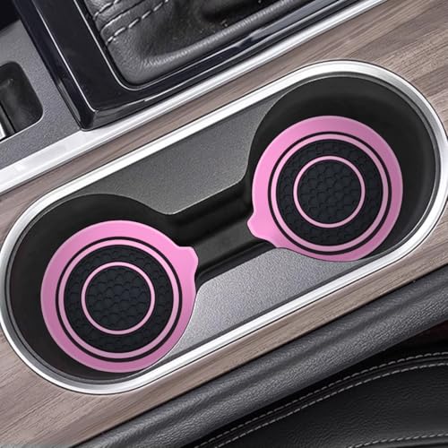 Mandark Car Cup Holder Coaster, 2.75 Inch Non-Slip Vehicle Cup Holder Insert Mats, Dustproof Automotive Interior Console Cup Insulated Pads Accessories, Universal for SUV, Sedan, Truck (Pink) - color: Pink