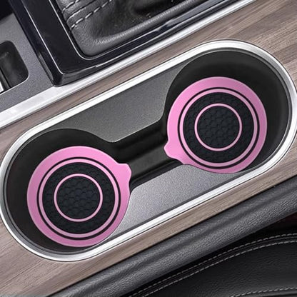 Mandark Car Cup Holder Coaster, 2.75 Inch Non-Slip Vehicle Cup Holder Insert Mats, Dustproof Automotive Interior Console Cup Insulated Pads Accessories, Universal for SUV, Sedan, Truck (Pink) - color: Pink