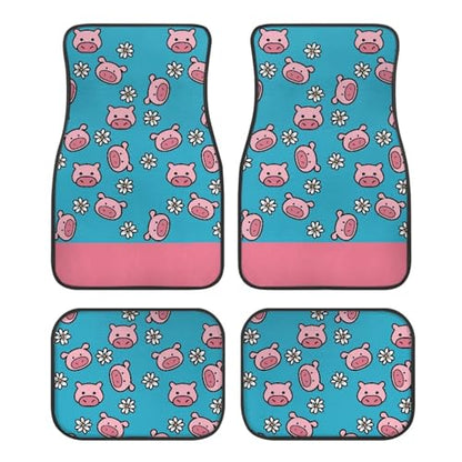 Pig Flower Blue Car Floor Mats Front & Rear Car Mats Universal Fit for SUV,Vans,sedans, Trucks,Set of 4pcs Car Carpet - color: Pig Flower Blue