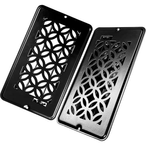 4x8 Vent Covers for Home Floor, Floor Vent Cover, Air Vents, All Steel Heavy Duty Floor Register, Easy Adjustable Air Supply Lever, or Wall Vents (4"x 8 Black, 2Pack) - color: 4 x 8 Black 2Pack