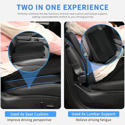 Nilight Car Seat Cushion Black Leather Breathable Mesh Splicing Cushion Memory Foam Suitable for Daily Life Driving Relieves Sciatica and Tialbone Pain Improves Drive Visibility - color: Black Leather