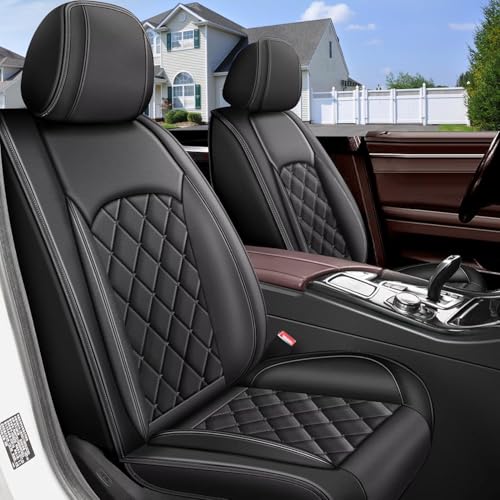 Full Set Seat Covers Fit for 2011-2019 Ford Flex Faux Leather Embroidery Car Seat Cover Set for Flex (5 Seat, Black Line) - color: 088 Black, size: 20-Flex-5 seat covers full set