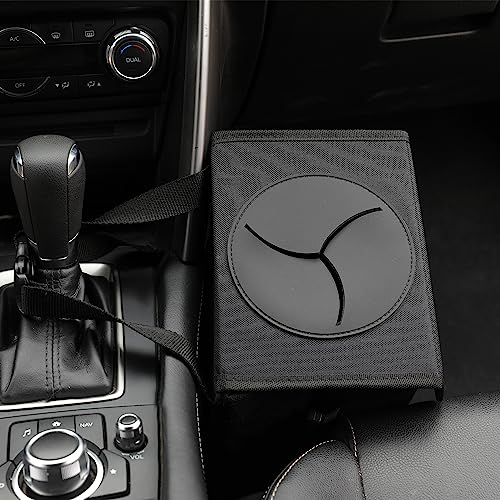 AOKJOY Car Garbage can with lid Leak Proof Vehicle Trash Can 3 Storage Pockets Hanging Waterproof car Trash Bag for SUV Black - color: black
