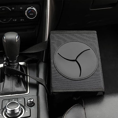 AOKJOY Car Garbage can with lid Leak Proof Vehicle Trash Can 3 Storage Pockets Hanging Waterproof car Trash Bag for SUV Black - color: black