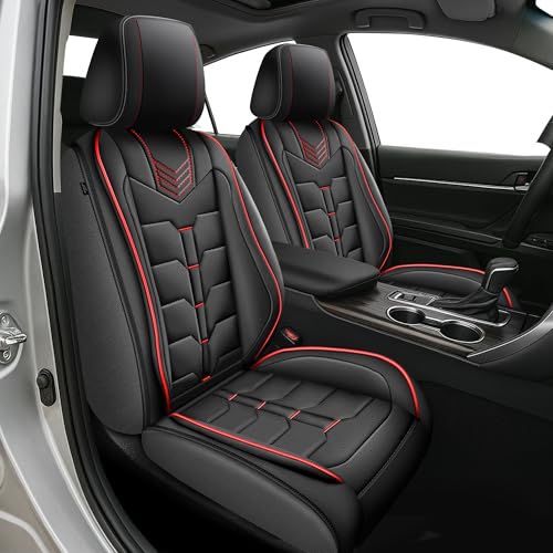 IKABEVEM Full Set Car Seat Covers Fit for Toyota Camry 2002-2024 2025 2026 Faux Leather Seat Cover 2 Rows 5 Seats Waterproof Seat Cushion Protector (Black with Red Line) - color: #034 Red Line, size: For Camry-5 seat covers full set