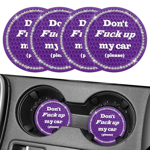4PCS Bling Car Cup Holder Coaster, 2.75 Inch Anti-Slip Auto Insert Cup Coaster, Universal Interior Decor Accessories Crystal Car Drink Cup Mat Perfect for Women Girls (Darkviolet, 4PCS) - color: Darkviolet, size: 4PCS