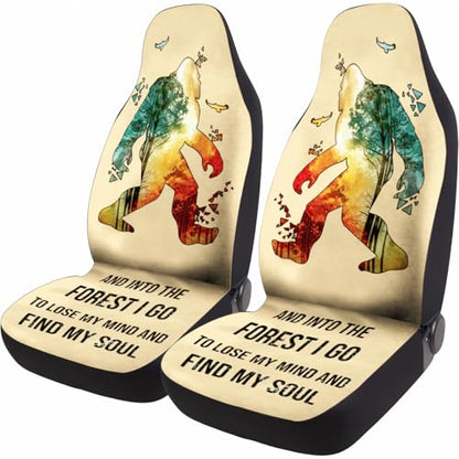 GENANY Bigfoot Car Seat Covers Set of 2, Breathable Front Seat Covers for Truck Sedan SUV, Sasquatch Car Accessories, Bigfoot Gift for Women Men - color: Bigfoot