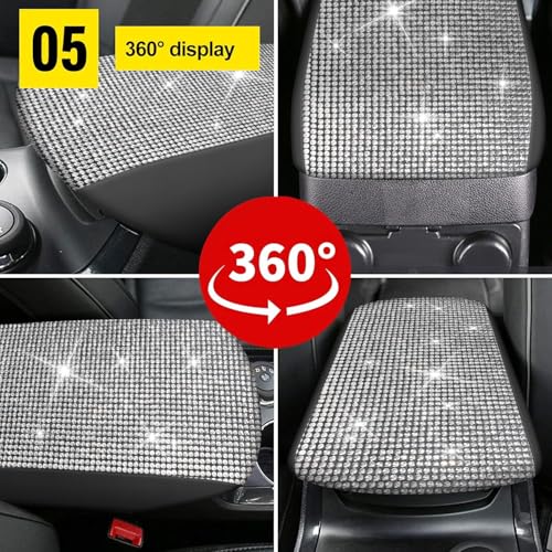 Bling Crystal Diamond Console Covers for 2011-2019 Ford Explorer Leather Armrest Covers - color: Bling