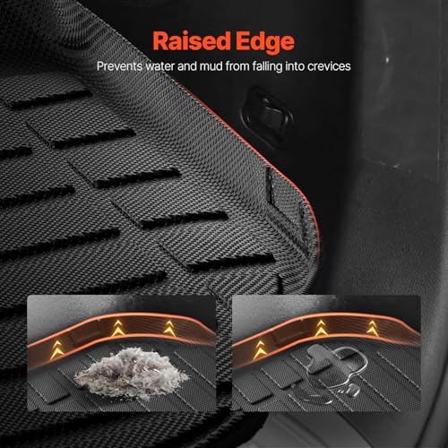 VEVOR Cargo Mats Compatible with Hyundai Palisade 2020-2024, Custom Fit TPE Cargo Liner Set for SUVs, Trunk and Rear Back Seat Protector Replacement, Black, Trunk Mat and Backrest Mats - style: Hyundai Palisade 2020-2024