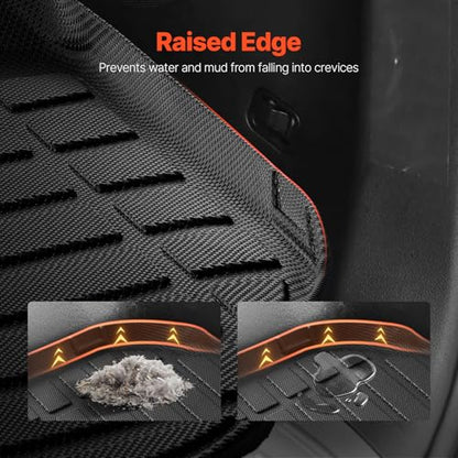 VEVOR Cargo Mats Compatible with Hyundai Palisade 2020-2024, Custom Fit TPE Cargo Liner Set for SUVs, Trunk and Rear Back Seat Protector Replacement, Black, Trunk Mat and Backrest Mats - style: Hyundai Palisade 2020-2024