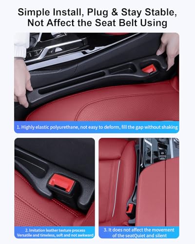 Car Seat Gap Filler, 2 PCS No Drop Seat Guard Drop Seat Gap Fillers Between Seat and Console Stop Things from Dropping Phone and Key Storage (BLACK-01) - color: Black-01