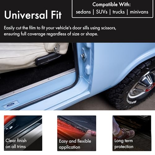XPEL Clear Universal Door Sill Guard - 60" x 2.75" - Ultimate Protection for Car or Truck Door Sills against High Traffic and Damage, Easy to Install Interior Protection Film Kit