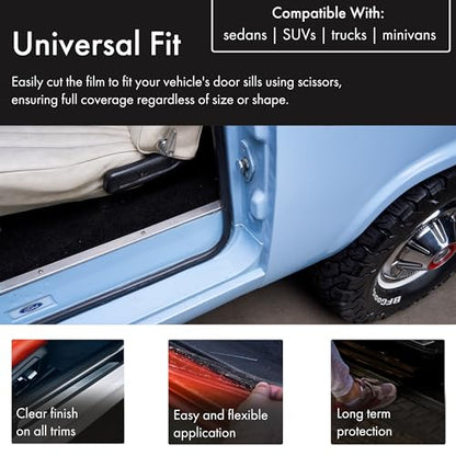 XPEL Clear Universal Door Sill Guard - 60" x 2.75" - Ultimate Protection for Car or Truck Door Sills against High Traffic and Damage, Easy to Install Interior Protection Film Kit