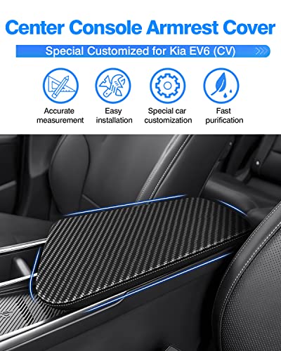 Autorder Center Console Cover for Kia EV6 2022-2026 Accessories Carbon Fiber Armrest Cover Anti-Scratch Middle Console Pad Leather Armrest Protector - size: 2022-2026 Kia EV6