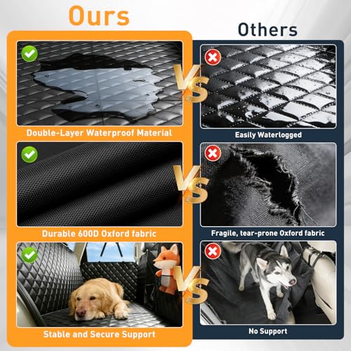 Dog Car Seat Cover for Back Seat, Hard Bottom Back Seat Extender for Dogs, Dog Hammock for Car SUV and Trucks - Waterproof, Anti Scratch，Easy to Clean, Supports 400lbs - color: Black, size: Large