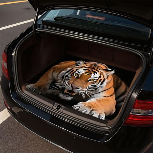 Universal Car Trunk Mat, All Weather Trunk Protection Cargo Liner, Stylish Vehicle Interior Accessories, Durable Cargo Mat Rear Trunk Line Suitable for Most Car (Tiger Staring Pattern, 29" x 39") - color: Tiger Staring Pattern