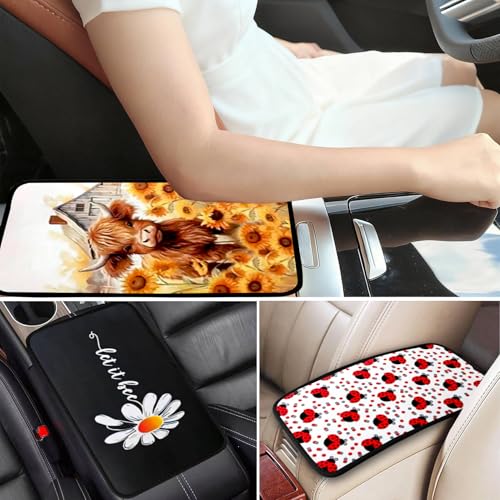 Southwestern Ethnic Vehicle Center Console Armrest Cover Pad,Western American Car Accessories Middle Console Cushion Pad,Auto Arm Rest Mat Aztec Gifts for Women Men Dad for Most Vehicle SUV Truck - color: Southwestern Ethnic