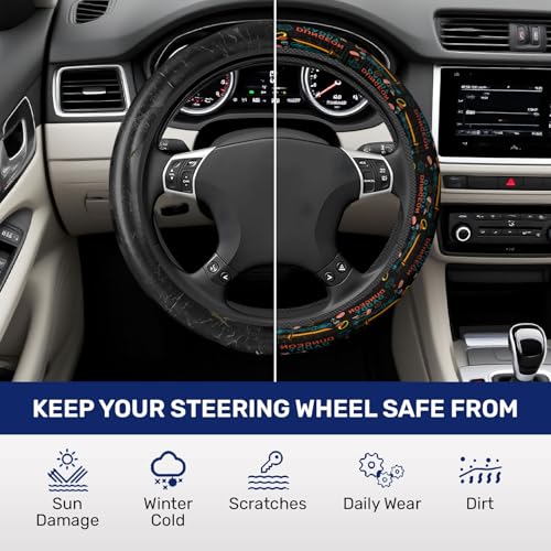 GENANY Dungeon Daddy Steering Wheel Cover, Non Slip Polyester Car Wheel Protector for Car SUV Truck, Universal 15 Inch - color: Dungeon Daddy