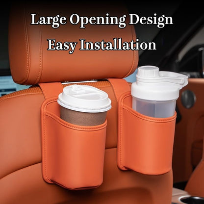2-Pack Cup Holders for Car Seat Back Premium Nappa Leather Organizer with Drink Holders Easy Install for Families & Road Trips (White) - color: White