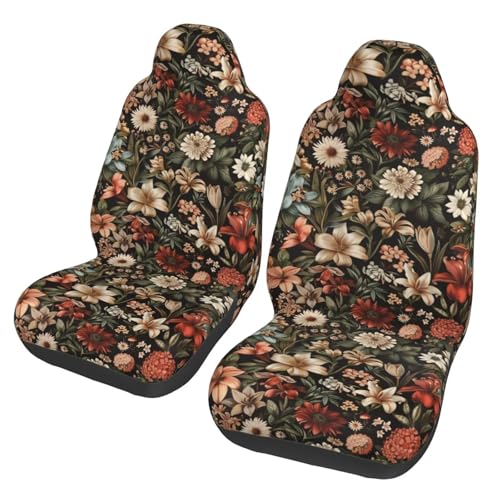 Vintage Floral Seat Covers for Front Seats Flower Peony Rose Seat Cushion for SUV or Truck Retro Auto Accessories Bucket Seat Covers Women Girls Men - color: Floral Printed