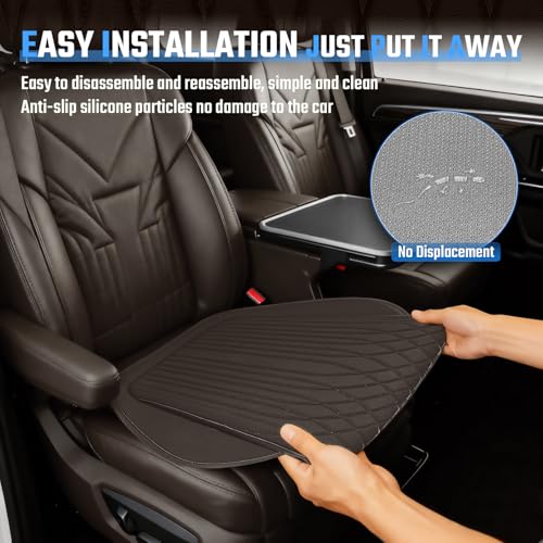 Universal Car Seat Cushion, Nappa Leather Ventilation Hole Breatheable Design for Driver Passenger, All-Season Anti-Slip Bottom Seat Cover,19.49in x 21.26in (1 Pieces/Coffee)
