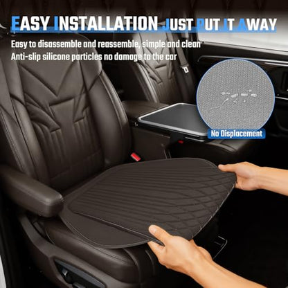 Universal Car Seat Cushion, Nappa Leather Ventilation Hole Breatheable Design for Driver Passenger, All-Season Anti-Slip Bottom Seat Cover,19.49in x 21.26in (1 Pieces/Coffee)