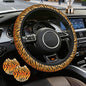 Tiger Stripes Steering Wheel Cover with 2 PCS Cup Coasters for Car,Animal Skin 15 Inch Non-Slip Neoprene Steering Wheel Covers,Breathable Car Accessories Fit for Men Women - color: Tiger Stripes