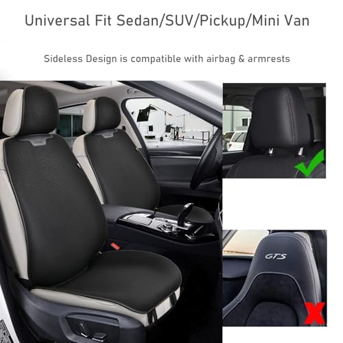 Car Seat Cover Ultra-Thin Ice Silk Woven Fabric, 3D Elastic Fiber Structure with Silicone Non-Slip Base Fabric, All-Season Front Seat Covers for Cars and SUVs (black1) - color: black1
