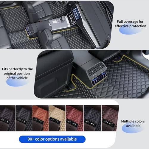 Customized car Floor mats are Suitable for 99% of Vehicle Models (sedans/Trucks/SUVs), Anti-Slip Floor mat Leather Set Provides Comprehensive Protection for the Original car Carpet. (Black=)