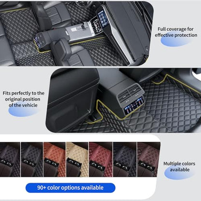 Customized car Floor mats are Suitable for 99% of Vehicle Models (sedans/Trucks/SUVs), Anti-Slip Floor mat Leather Set Provides Comprehensive Protection for the Original car Carpet. (Black=)