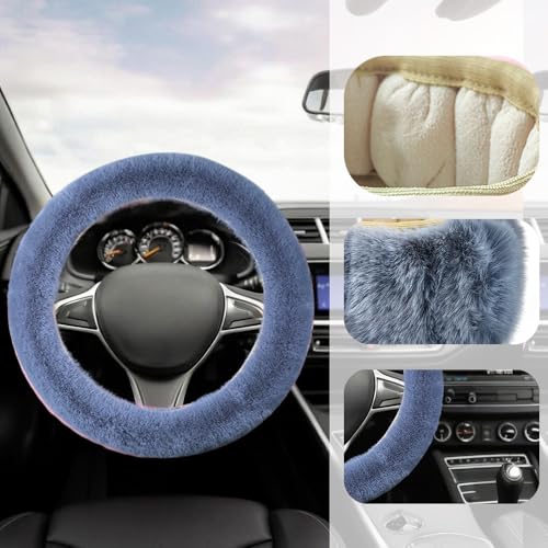 Fluffy Steering Wheel Cover, Winter Warm, Suitable for Most Car Steering Wheels in The 14-15 Inch Range (Grey, 1PCS) - color: Gray, size: 1PCS