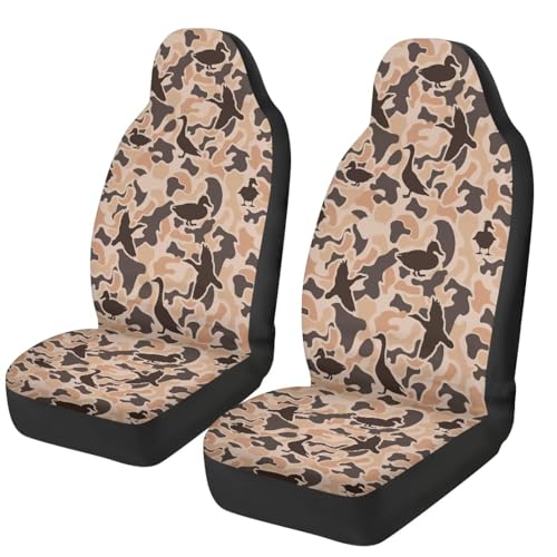 Duck Camo Car Front Seat Covers Comfortable Car Seat Covers Full Set of 2 Stretch Polyester Fabric Cover Automotive Interior Seats Covers Fit for Most Cars SUV Sedans - color: Duck Camo