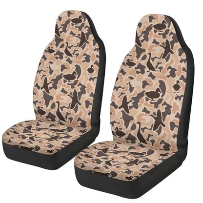 Duck Camo Car Front Seat Covers Comfortable Car Seat Covers Full Set of 2 Stretch Polyester Fabric Cover Automotive Interior Seats Covers Fit for Most Cars SUV Sedans - color: Duck Camo