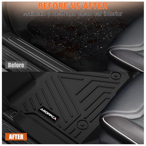 All Weather Floor Mats for 2017-2026 Ford F250/F350/F450 SuperCrew Cab with Rear Under Seat Storage, TPE Rubber Floor Liners Anti-Slip Full Set Automotive Mats for 2024 2025 F250/F350/F450 Accessories