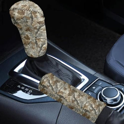 AFPANQZ Car Automatic Hand Brake Cover Non-Slip Soft + Branch Print Vehicles Shift Knob Protection Cover Auto Gear Shifts Knob Cover with Handbrake Cover Set - color: Branch Print