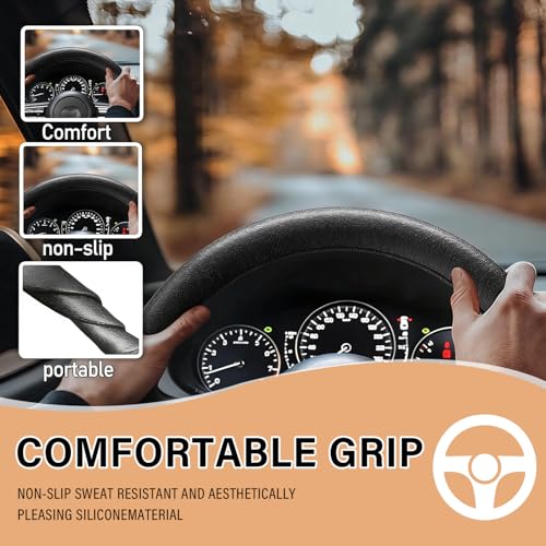 Car Silicone Steering Wheel Cover, Grip. Soft and Elastic Material, Non-Slip, Sweat-Resistant, Dirt-Resistant and Easy to Clean