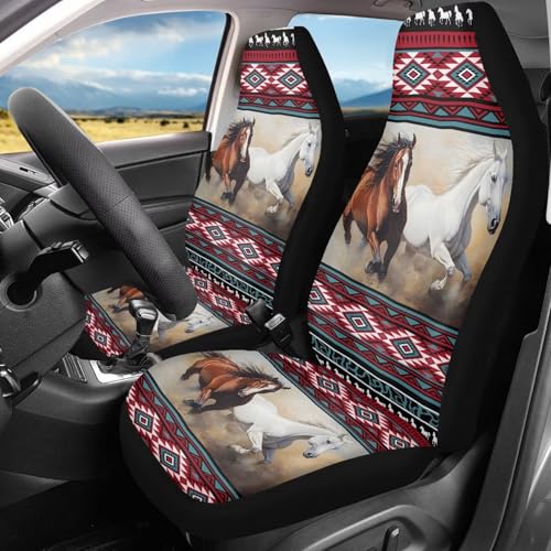 Bulopur Aztec Horse Print Car Seat Cover for Men Women Soft Breathable Automotive Interior Protector Universal Fit for Car SUV Sedan Truck Easy to Install - color: Aztec Horse Print