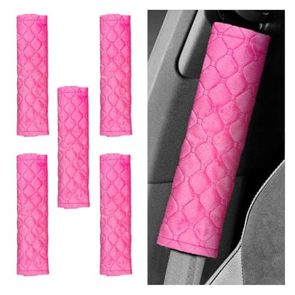 5PCS Car Seat Belt Pads Cover - Soft Comfort Seatbelt Covers Protect Your Neck and Shoulders - Auto Seat Belt Shoulder Strap Cover Protector Pads - Shoulder Cushion Harness Pad for Car/Bag (Rose Red) - color: Rose Red