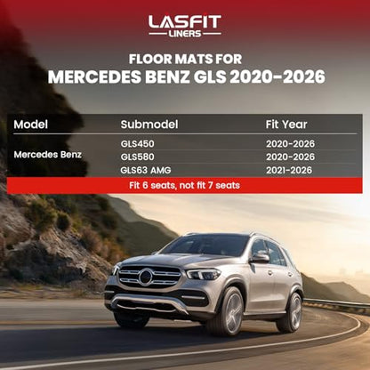 LASFIT Floor Mats Fit for Mercedes Benz GLS 450/580/63 AMG 2020-2026 (Only Fit 6 Seats with Center Console), All Weather TPE Floor Liners for Mercedes GLS 2020-2026, 1st & 2nd & 3rd Row Set - size: 2020-2026|For Mercedes Benz GLS|Floor Mats