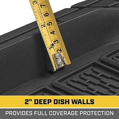 Cat® CAMT-9013 (3-Piece) Heavy Duty Deep Dish Rubber Floor Mats, Trim to Fit for Car Truck SUV & Van, All Weather Total Protection Durable Liners Black, 29.5" L x 21" W x 1" Th - color: Black, style: CAMT-9013