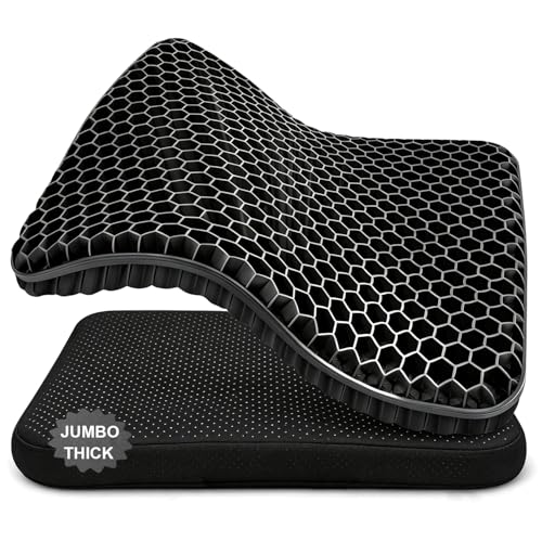 Gel Seat Cushion for Long Sitting Hip Pain, 20x20inch Jumbo Thick Soft & Breathable Cushion for Wheelchair Gel Seat Cushion for Office Home Chairs (Black) - color: 2-black, size: Jumbo Thick (20*20*1.9 inch)