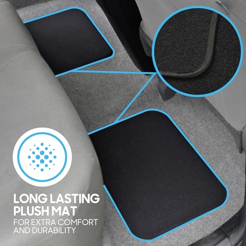 BDK Classic Carpet Floor Mats for Car & Auto - Universal Fit -Front & Rear with Heelpad (Black) - 45142