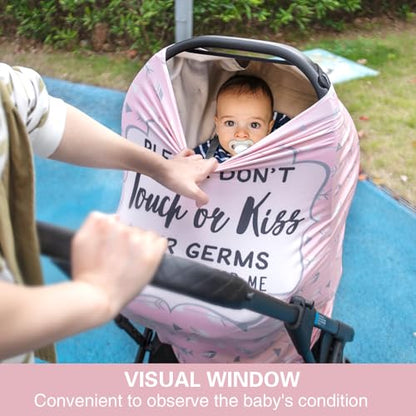 Metplus Car Seat Cover Baby Girl, No Touch Sign Carseat Canopy, Nursing Breastfeeding Covers, Stretchy Universal Fit, Multi-Use for Stroller/Shopping Cart/High Chair, Baby Shower Gift - color: Pink Arrowhead