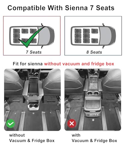 2021-2025 Sienna Floor Mats 7-Seat Compatible with Toyota Sienna (without Vacuum & Fridge Box) - Custom Fit TPE 3 Row Floor Liners - All Weather Floor Mats for Toyota Sienna Accessories 2021-2024 2025 - style: (5)Toyota Sienna 2021-2025 Floor Mats