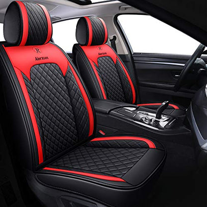 Aierxuan Front Car Seat Covers Women Leather Waterproof Universal for Rav4 Kia Sorento Pilot Hrv Ridgeline Odyssey Chr Ford Ranger Edge Chevy Equinox VW(2 PCS Front, Black-Red) - color: 2 PCS Front/Black-Red