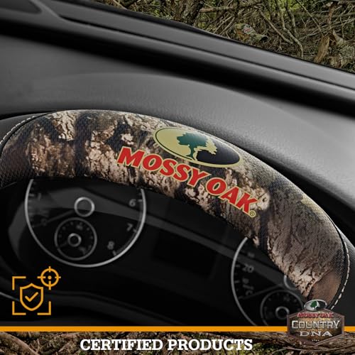 Mossy Oak Full Camo Steering Wheel Cover - Made from Premium Leather, Universal Fit for 14 1/2 to 15 inches - Official Licensed Product - Black Color - color: Black