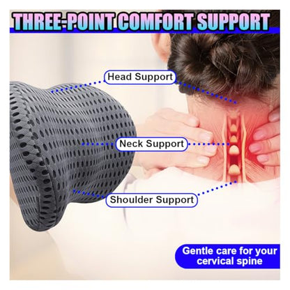 Ergonomic Memory Foam Car Neck Pillow with Adjustable Strap & Machine-Washable Cover - Long-Lasting Support for Long Drives & Office Uses(Darkgray)